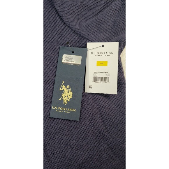 U.S. Polo Assn Mens Quarter Zip Flat Back Rib Pullover Navy Blue Size L - Picture 13 of 16